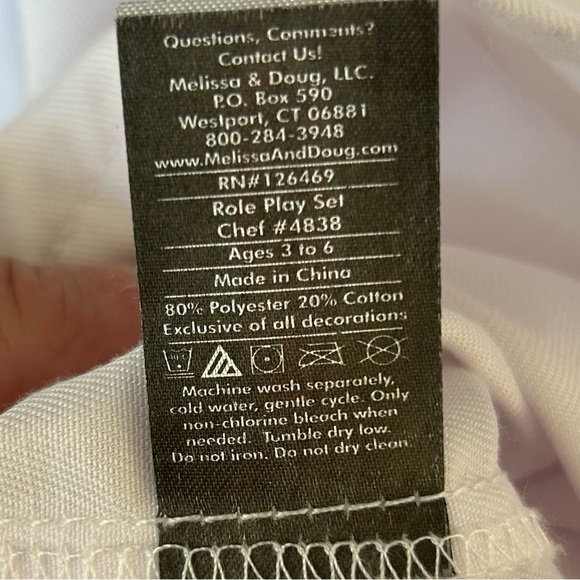 Melissa and Doug Kids White Chef Jacket with Red Gingham Trim - Picture 8 of 8